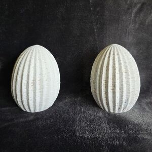 New My Texas House Easter White Small Teracotta Egg Decoration 5.5' set of 2